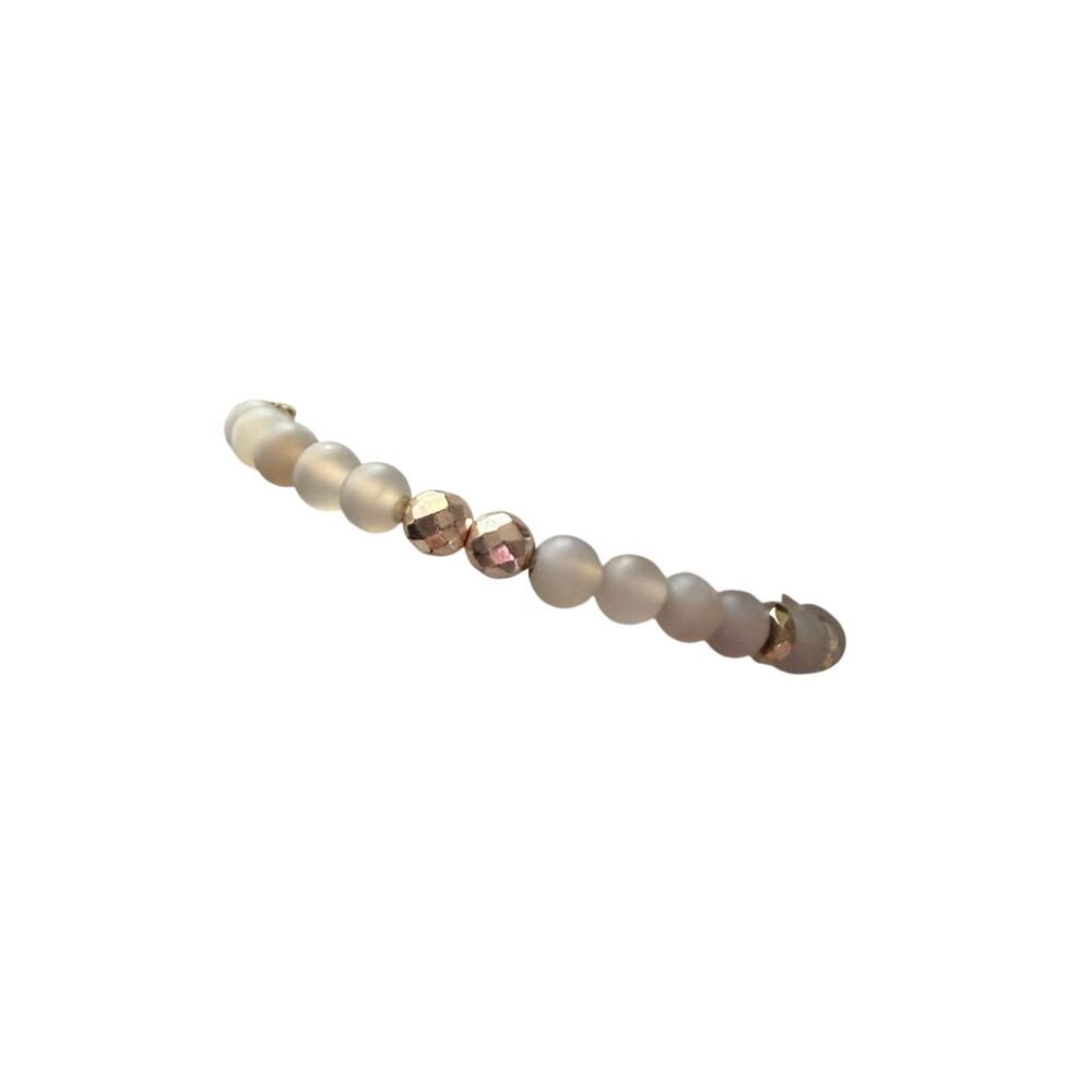 Chan Luu Frosted White Bead Bracelet with Gold Faceted Accents